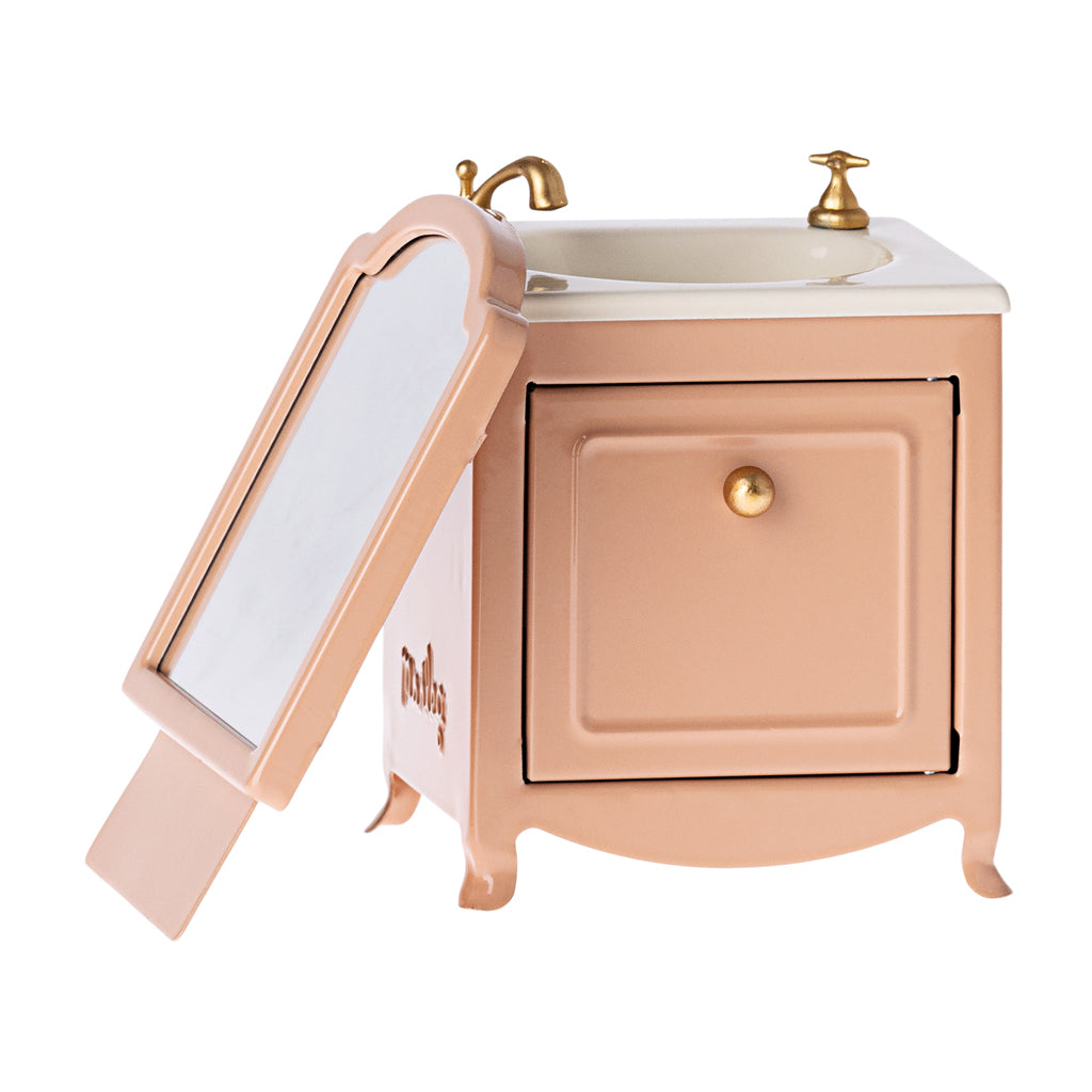 Maileg Mouse Sink Dresser With Mirror - Powder Pink