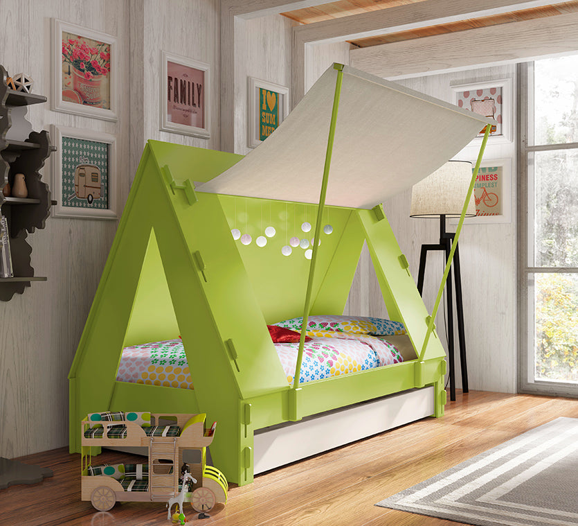 Tente de camping Mathy By Bols pour enfant avec lit simple - Laque colorée (plus de 20 couleurs)