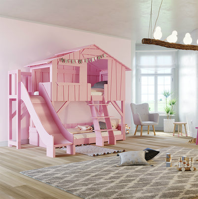 Mathy By Bols Treehouse Bunk Bed with Slide - Colour Lacquer (20+ Colours)