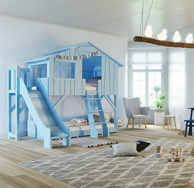 Mathy By Bols Treehouse Bunk Bed with Slide - Colour Lacquer (20+ Colours)