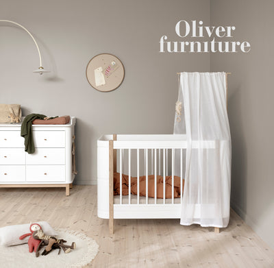 Oliver Furniture Wood Mini+ Cot Bed (0-9yrs) - White/Oak