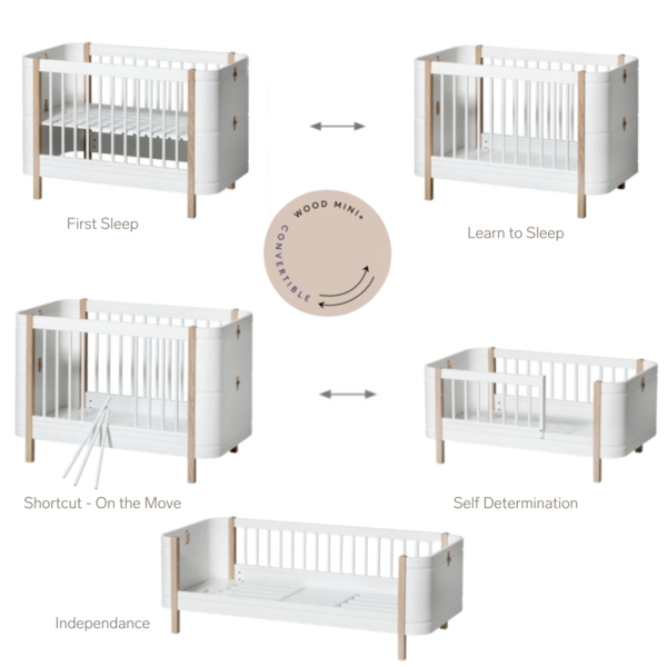 Oliver Furniture Wood Mini+ Cot Bed (0-9yrs) - White/Oak