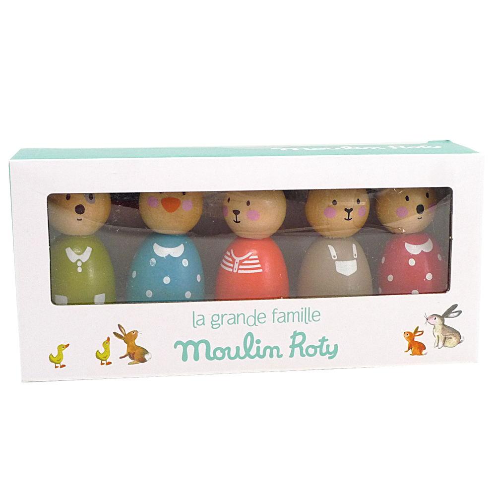 Moulin Roty La Grande Famille 5pcs Wooden Doll Set