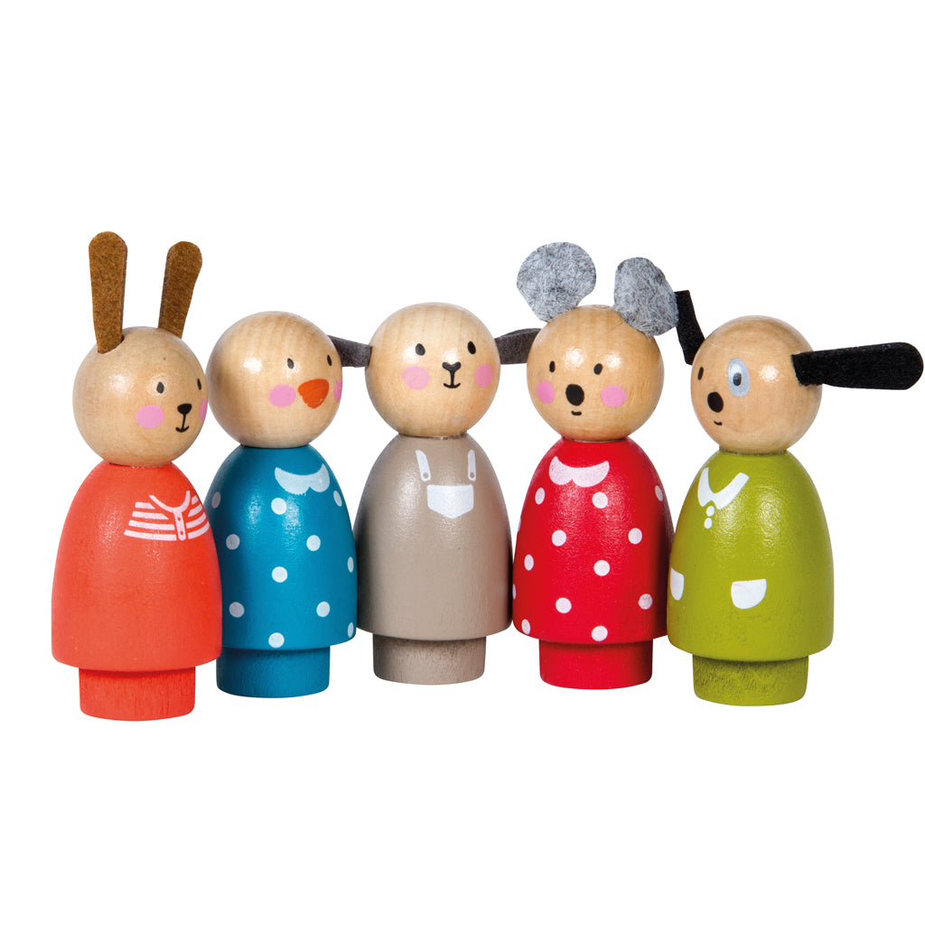 Moulin Roty La Grande Famille 5pcs Wooden Doll Set