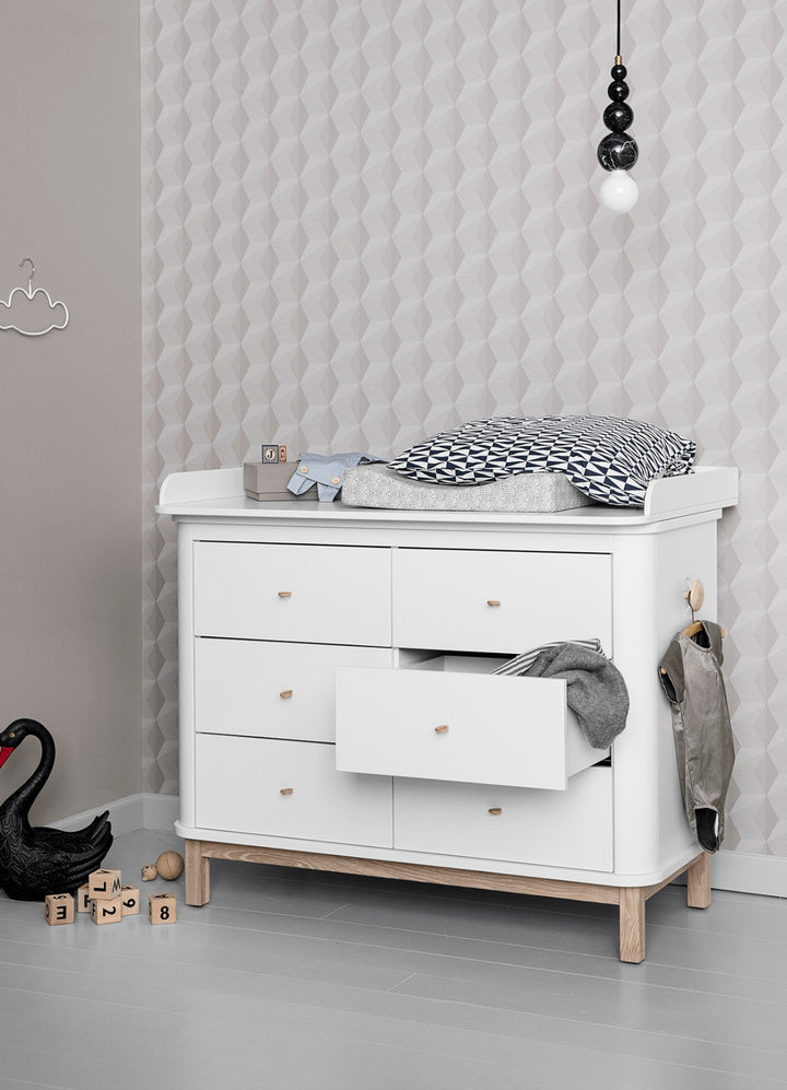 Oliver Furniture Nursery 6 Drawer Dresser (with changer top) - White/Oak