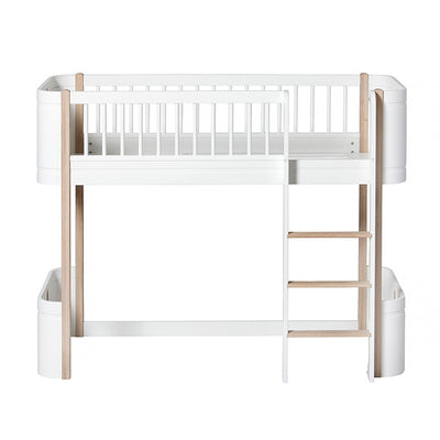 Oliver Furniture Mini+ Low Loft Bed - White/Oak