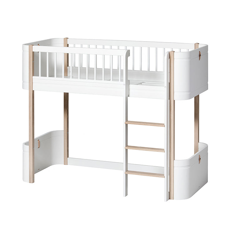 Oliver Furniture Mini+ Low Loft Bed - White/Oak