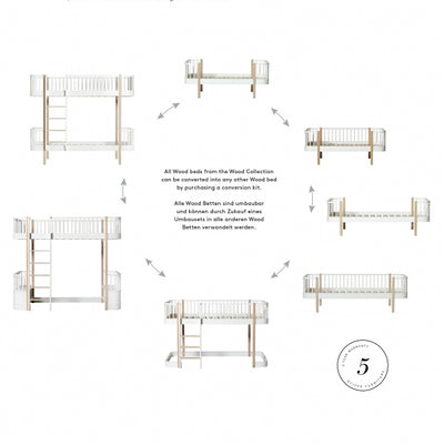 Oliver Furniture Wood Low Loft Bed - White/Oak