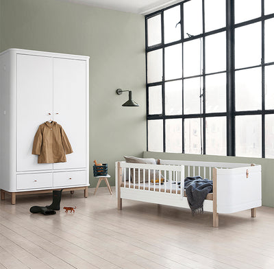 Oliver Furniture Wood Mini+ Cot Bed (0-9yrs) - White/Oak