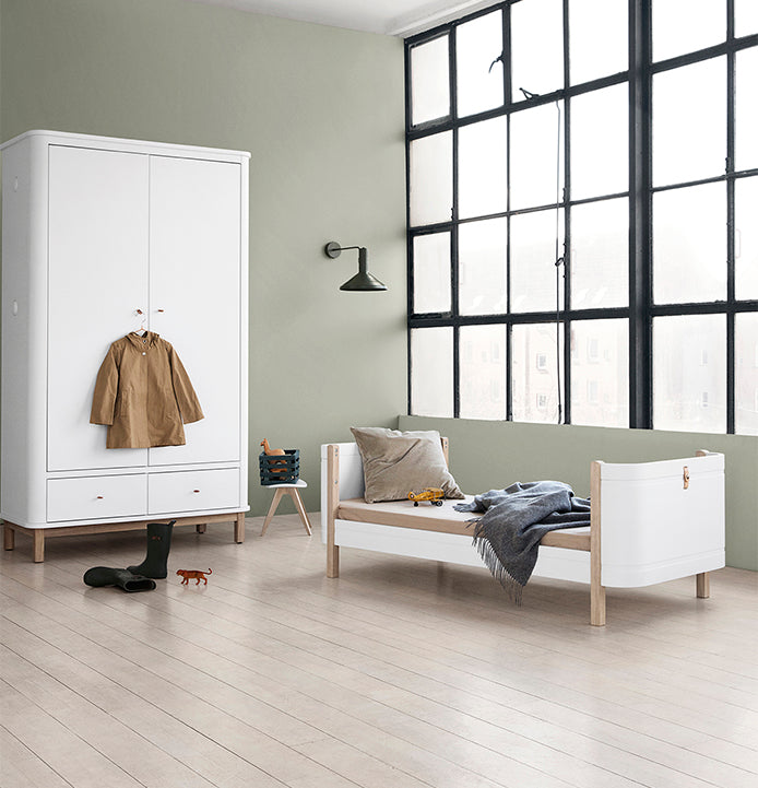 Oliver Furniture Wood Mini+ Cot Bed (0-9yrs) - White/Oak