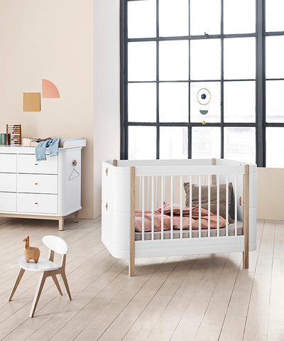 Oliver Furniture Wood Mini+ Cot Bed (0-9yrs) - White/Oak