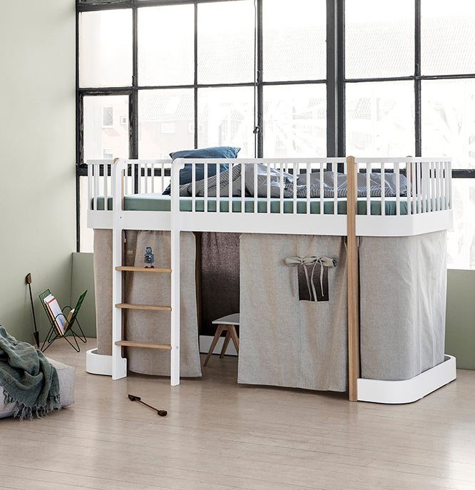 Oliver Furniture Wood Low Loft Bed - White/Oak