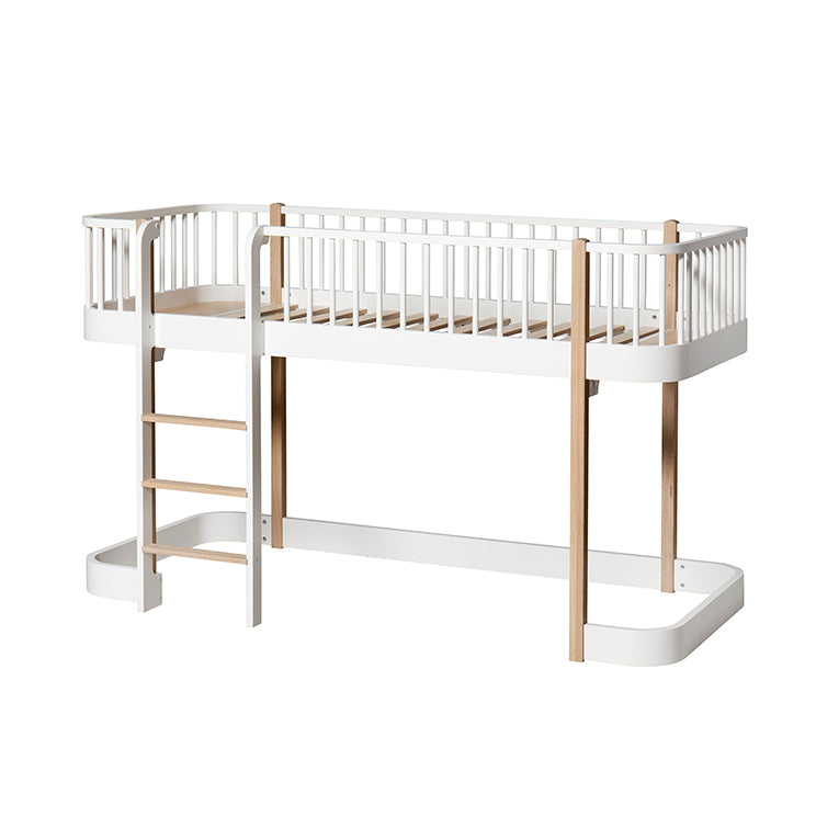 Oliver Furniture Wood Low Loft Bed - White/Oak