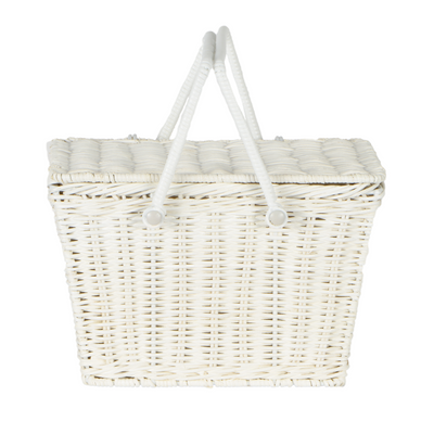 Olli Ella Piki Rattan Basket - White