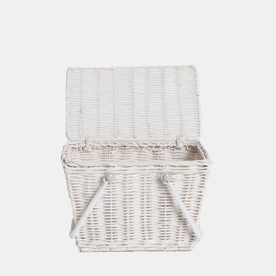 Olli Ella Piki Rattan Basket - White