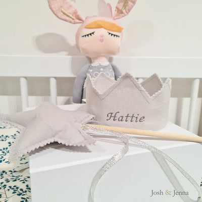 Personalised Linen Crown - Light Grey