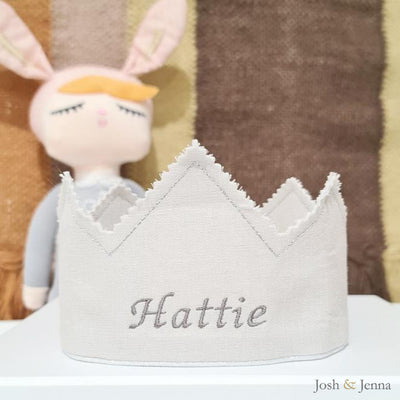 Personalised Linen Crown - Light Grey