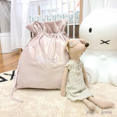 Personalised Luxurious Velvet Christmas Sack - Powder Pink