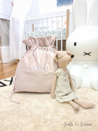 Personalised Luxurious Velvet Christmas Sack - Powder Pink
