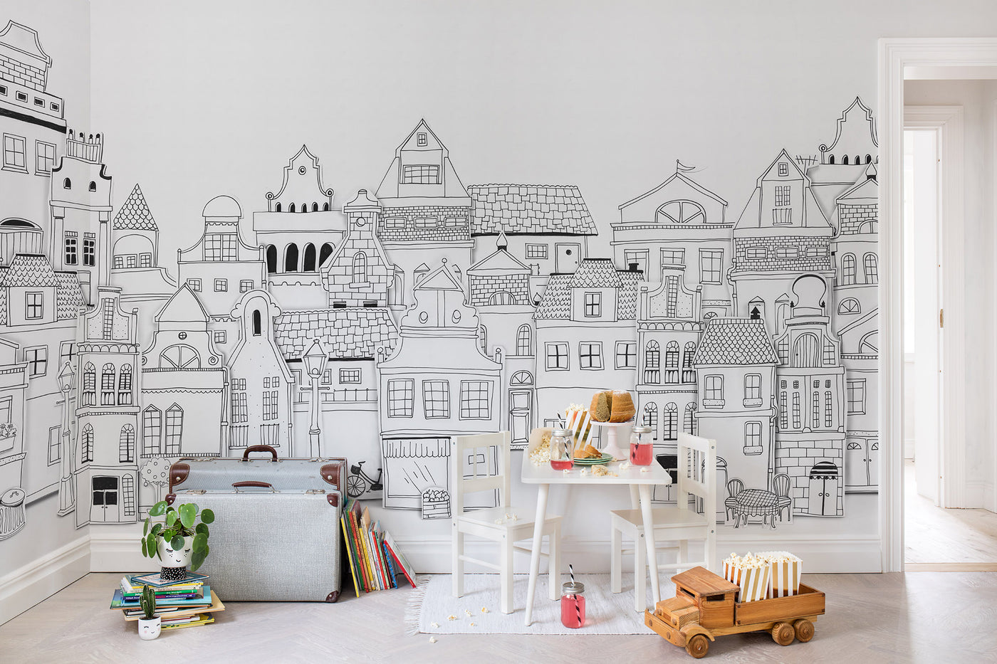 Kids Custom Wall Mural - London Houses