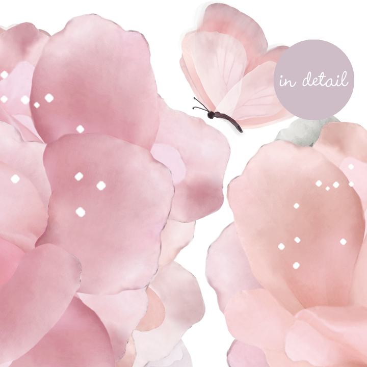 Autocollants muraux pivoines et papillons - Lot de 6