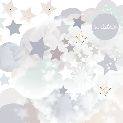 Sleepy Moon Wall Stickers Blue