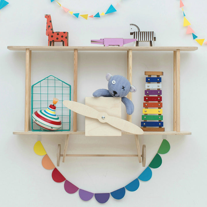 Up Warsaw Airplane Wooden Shelf - Natural