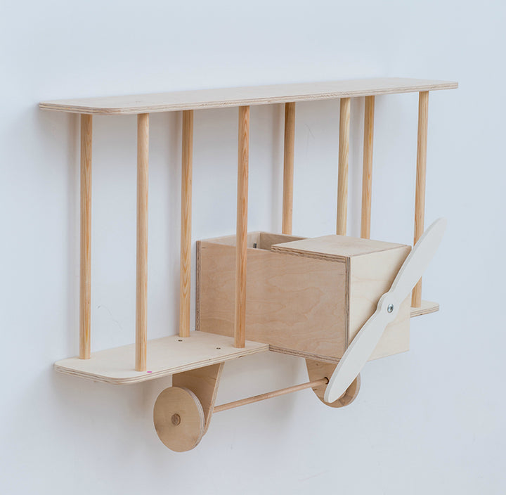 Up Warsaw Airplane Wooden Shelf - Natural