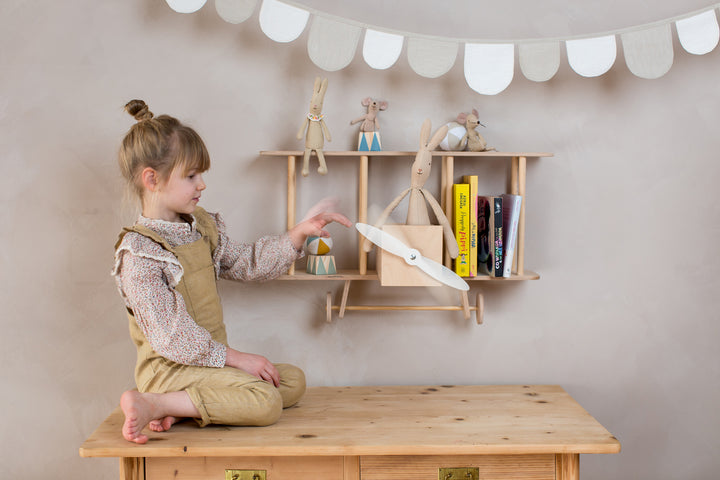 Up Warsaw Airplane Wooden Shelf - Natural