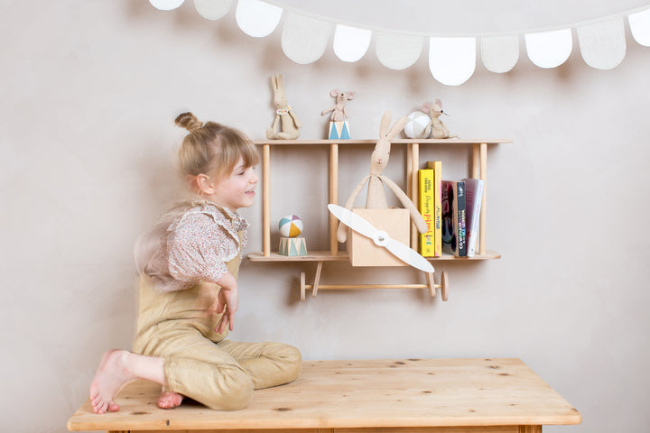 Up Warsaw Airplane Wooden Shelf - Natural