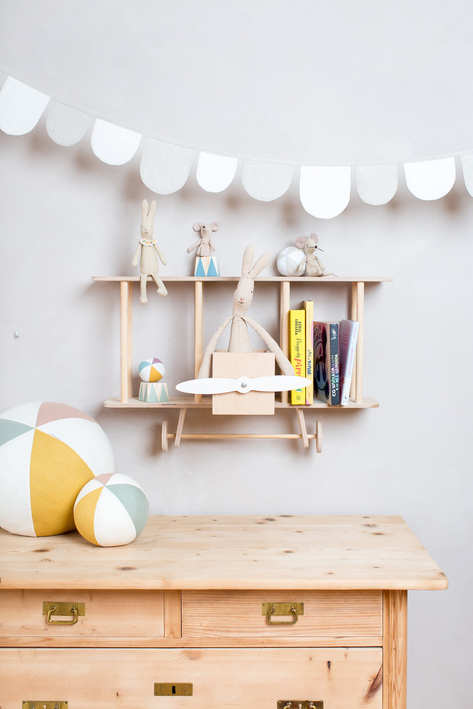 Up Warsaw Airplane Wooden Shelf - Natural