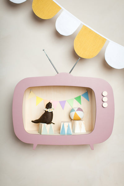 Up Warsaw Kids TV Wooden Shelf - Dusty Pink