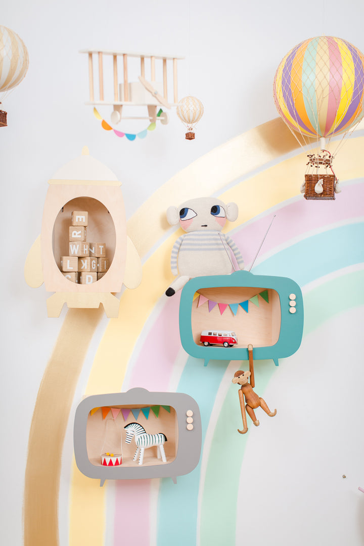 Étagère TV en bois pour enfants Up Warsaw - Gris poudré