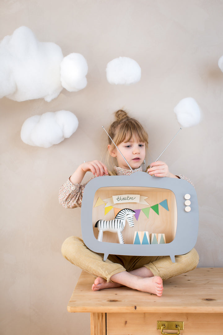 Étagère TV en bois pour enfants Up Warsaw - Gris poudré
