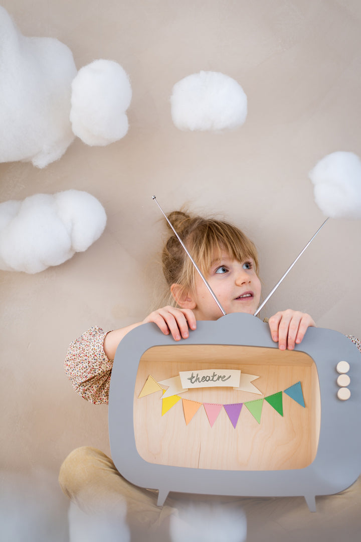 Étagère TV en bois pour enfants Up Warsaw - Gris poudré