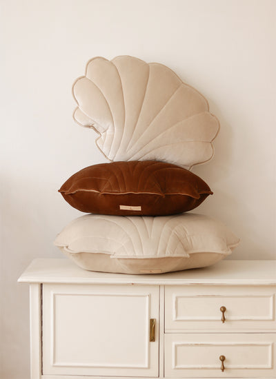 Velvet Shell Cushion - Cream Pearl