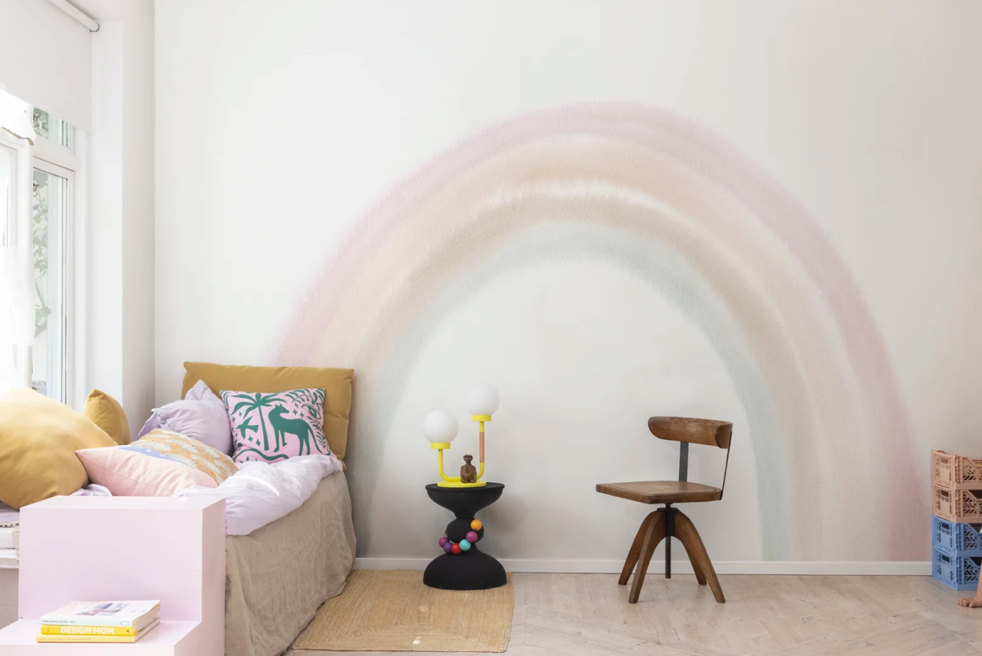 Kids Custom Wall Mural -  Pastel Rainbow