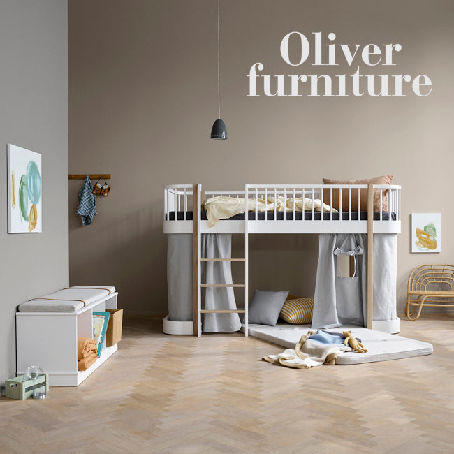 Oliver Furniture Wood Low Loft Bed - White/Oak