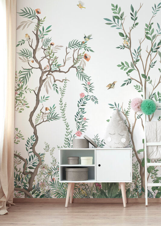 Kids Custom Wall Mural - Woodland Birds