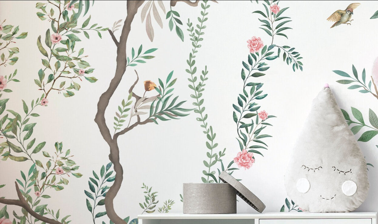 Kids Custom Wall Mural - Woodland Birds