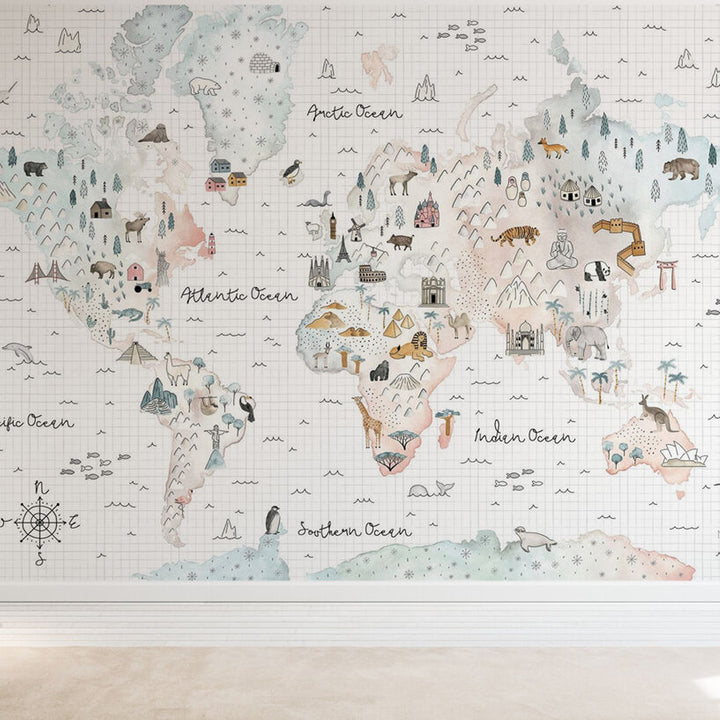 Papier peint personnalisé pour enfants – Voyagez à travers le monde