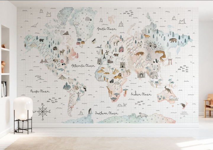 Papier peint personnalisé pour enfants – Voyagez à travers le monde