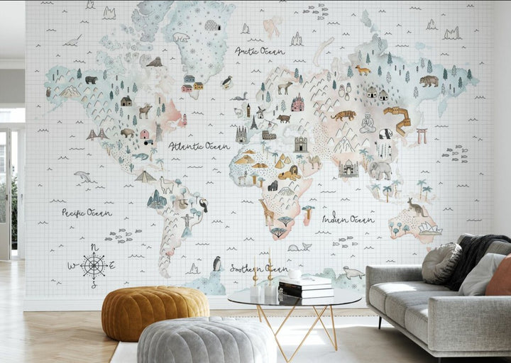 Papier peint personnalisé pour enfants – Voyagez à travers le monde
