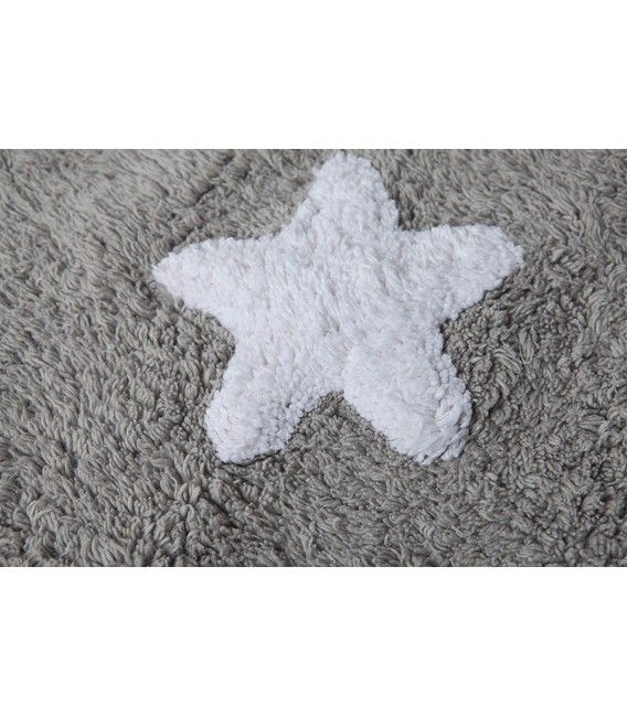 Maschinenwaschbarer Teppich von Lorena Canals – Sterne, Grau/Weiß
