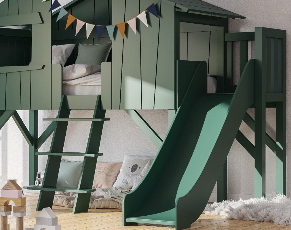 Mathy By Bols Treehouse Childs Single Bed + Slide & Platform - Colour Lacquer (20+ Colours)