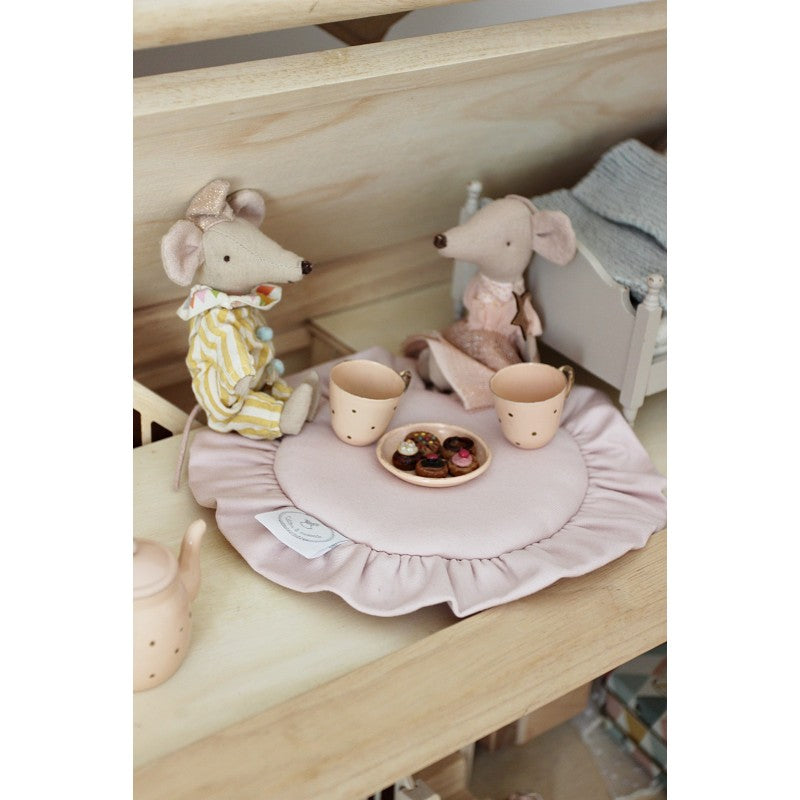 Mini Doll House Playmat With Ruffles - Powder Pink