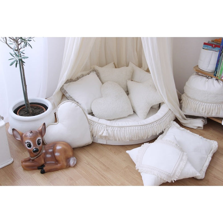 Cotton & Sweets Square Lace Cushion - Boho white