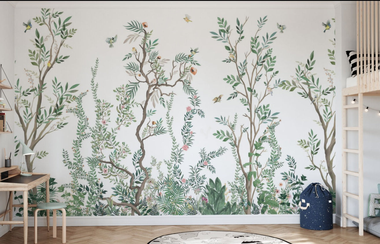 Kids Custom Wall Mural - Woodland Birds